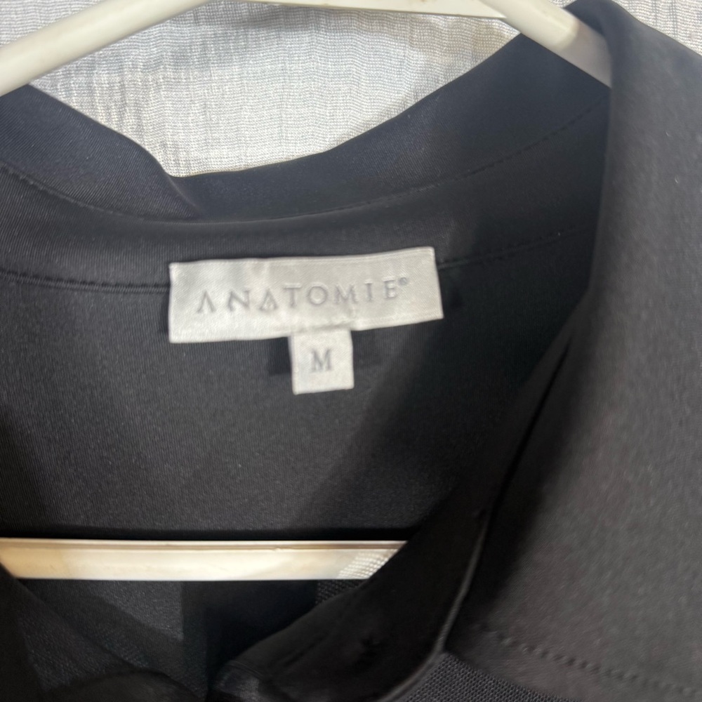 Anatomie‎ Black Sheer Button-Front Blouse Top Size Medium Travel Chic - Picture 3 of 11